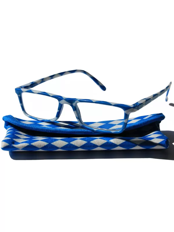 Lesebrille Grafik hellblau weiss