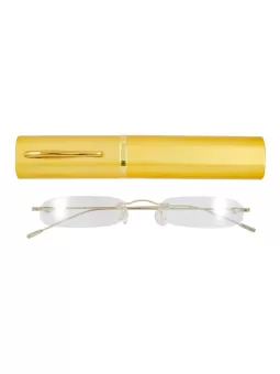 Randlose Lesebrille free Premium im Etui mit goldener Halteklammer