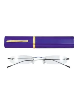 Randlose Lesebrille free Premium im Etui mit goldener Halteklammer